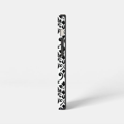 Feuille Damask LG Pattern Zwart op Wit iPhone Hoesje (Linkerkant)