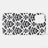 Feuille Damask LG Pattern Zwart op Wit iPhone Hoesje (Achterkant horizontaal)