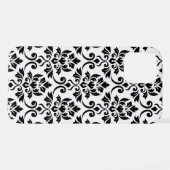 Feuille Damask LG Pattern Zwart op Wit iPhone Hoesje (Achterkant horizontaal)