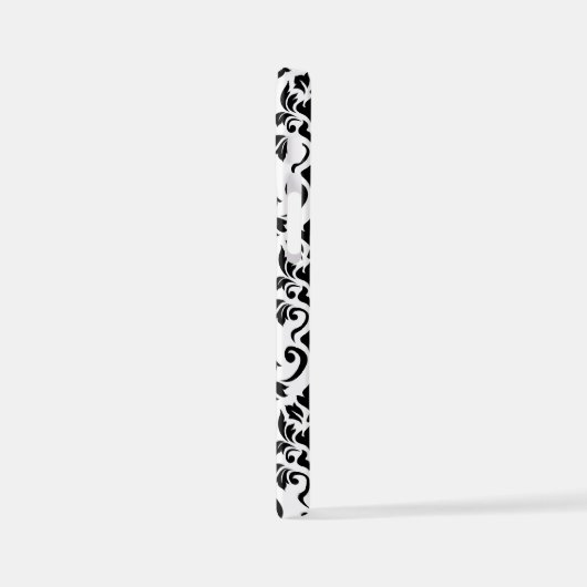 Feuille Damask LG Pattern Zwart op Wit iPhone Hoesje (Linkerkant)