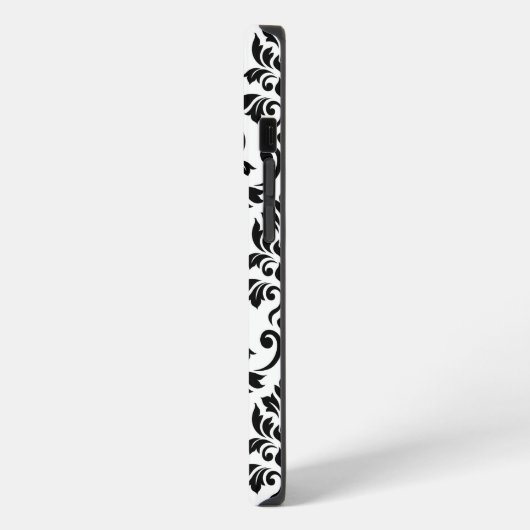 Feuille Damask LG Pattern Zwart op Wit iPhone Hoesje (Linkerkant)