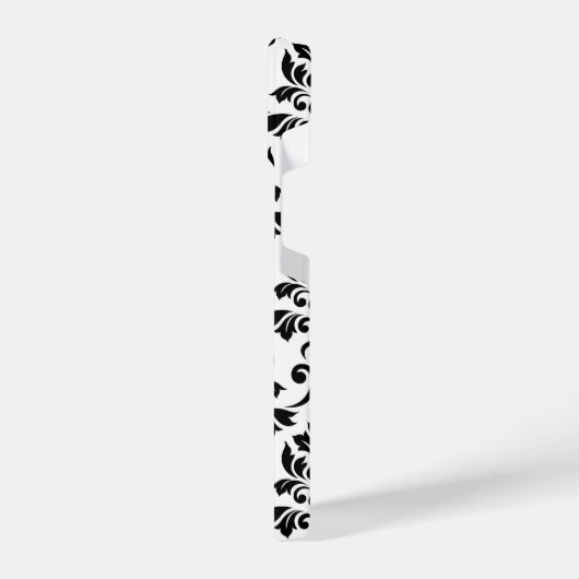 Feuille Damask LG Pattern Zwart op Wit iPhone Hoesje (Linkerkant)