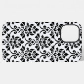 Feuille Damask LG Pattern Zwart op Wit iPhone Hoesje (Achterkant horizontaal)
