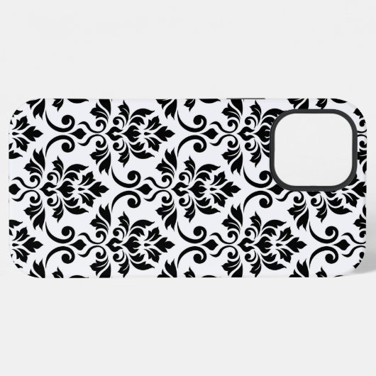 Feuille Damask LG Pattern Zwart op Wit iPhone Hoesje (Achterkant horizontaal)