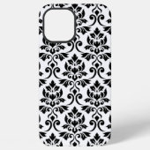 Feuille Damask LG Pattern Zwart op Wit iPhone Hoesje (Achterkant)