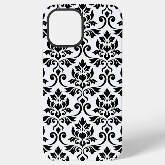 Feuille Damask LG Pattern Zwart op Wit iPhone Hoesje (Achterkant)