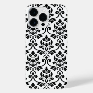 Feuille Damask LG Pattern Zwart op Wit iPhone 14 Pro Max Hoesje