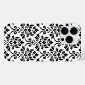 Feuille Damask LG Pattern Zwart op Wit iPhone Hoesje (Achterkant horizontaal)