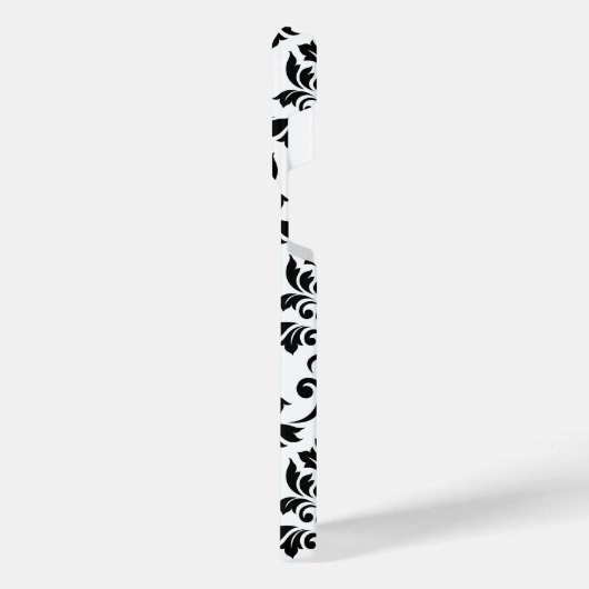 Feuille Damask LG Pattern Zwart op Wit iPhone Hoesje (Linkerkant)