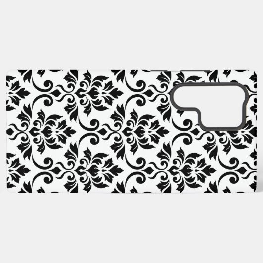 Feuille Damask LG Pattern Zwart op Wit Samsung Galaxy Hoesje (Achterkant horizontaal)