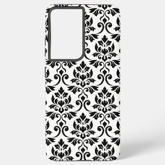 Feuille Damask LG Pattern Zwart op Wit Samsung Galaxy Hoesje (Achterkant)