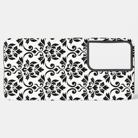 Feuille Damask LG Pattern Zwart op Wit Samsung Galaxy Hoesje (Linkerkant)