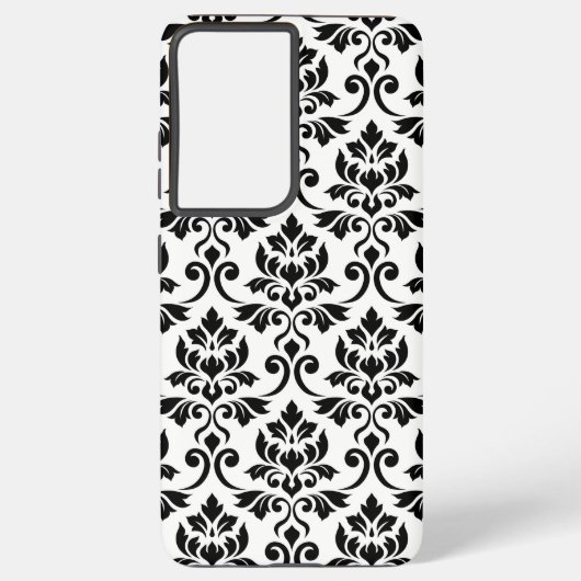 Feuille Damask LG Pattern Zwart op Wit Samsung Galaxy Hoesje (Achterkant)