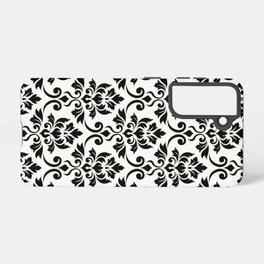 Feuille Damask LG Pattern Zwart op Wit Samsung Galaxy Hoesje (Achterkant horizontaal)