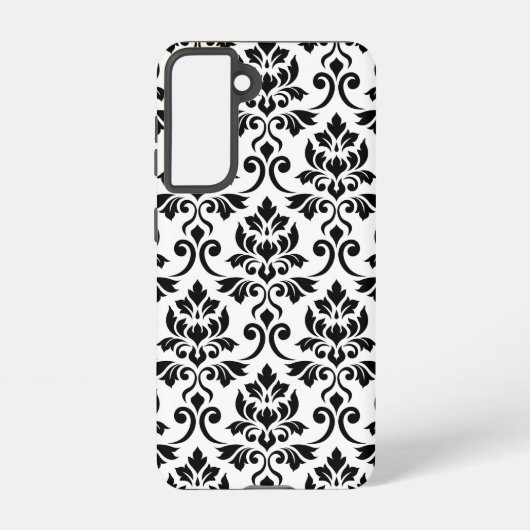 Feuille Damask LG Pattern Zwart op Wit Samsung Galaxy Hoesje (Achterkant)