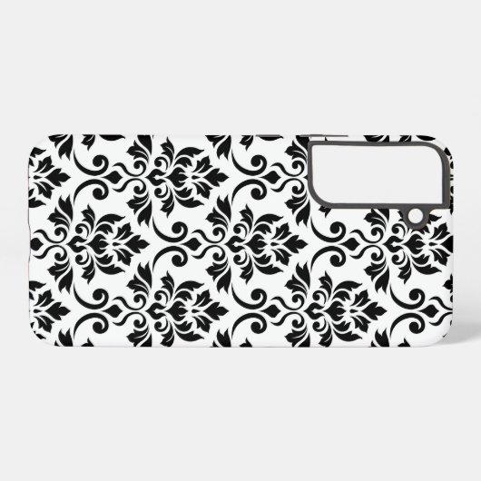 Feuille Damask LG Pattern Zwart op Wit Samsung Galaxy Hoesje (Achterkant horizontaal)