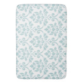 Feuille Damask Patroon Ei Blauw op Wit Badmat (Voorkant Verticaal)