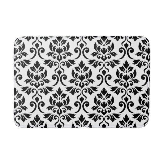 Feuille Damask Pattern Black Badmat (Voorkant)