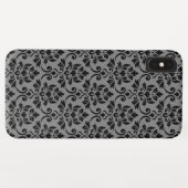 Feuille Damask Pattern Black op Grey Case-Mate iPhone Case (Achterkant (horizontaal))
