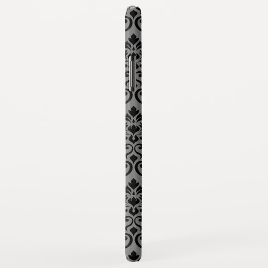 Feuille Damask Pattern Black op Grey Case-Mate iPhone Case (Achterkant/rechts)