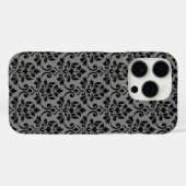 Feuille Damask Pattern Black op Grey Case-Mate iPhone Case (Achterkant (horizontaal))
