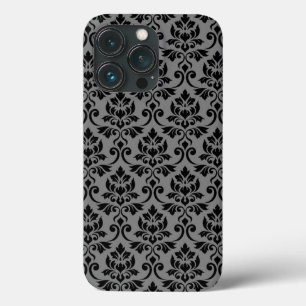 Feuille Damask Pattern Black op Grey Case-Mate iPhone Case