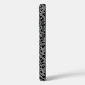 Feuille Damask Pattern Black op Grey Case-Mate iPhone Case (Achterkant / Links)