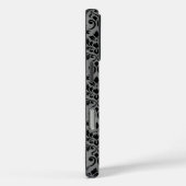 Feuille Damask Pattern Black op Grey Case-Mate iPhone Case (Achterkant / Rechts)