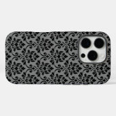 Feuille Damask Pattern Black op Grey Case-Mate iPhone Case (Achterkant (horizontaal))