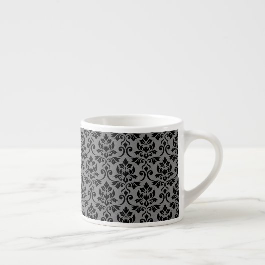 Feuille Damask Pattern Black op Grey Espresso Kop (Rechts)