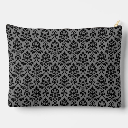Feuille Damask Pattern Black op Grey Etui (Achterkant)