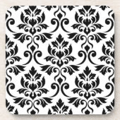 Feuille Damask Pattern Black op White Bier Onderzetter (Voorkant)