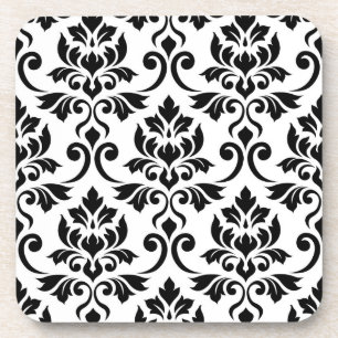 Feuille Damask Pattern Black op White Bier Onderzetter