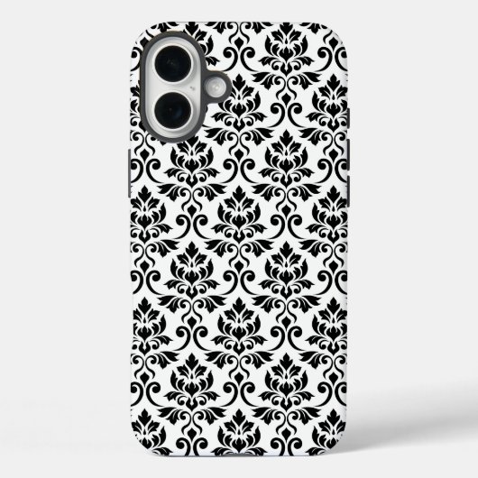 Feuille Damask Pattern Black op White Case-Mate iPhone Case (Achterkant)