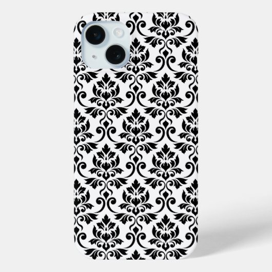Feuille Damask Pattern Black op White Case-Mate iPhone Case (Achterkant)