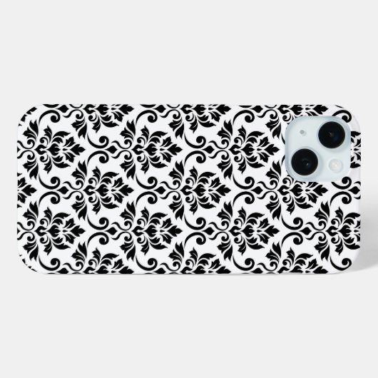 Feuille Damask Pattern Black op White Case-Mate iPhone Case (Achterkant (horizontaal))