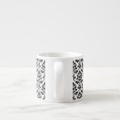 Feuille Damask Pattern Black op White Espresso Kop (Achterkant)