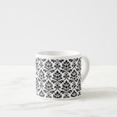 Feuille Damask Pattern Black op White Espresso Kop (Voorkant rechts)