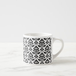 Feuille Damask Pattern Black op White Espresso Kop
