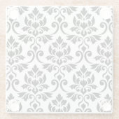 Feuille Damask Pattern Black op White Glazen Onderzetter (Achterkant)
