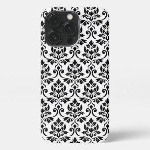 Feuille Damask Pattern Black op White iPhone 13 Pro Hoesje