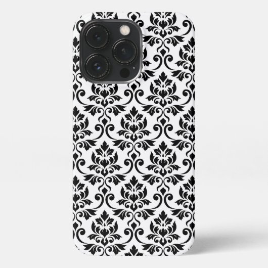 Feuille Damask Pattern Black op White iPhone Hoesje (Achterkant)