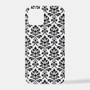 Feuille Damask Pattern Black op White iPhone 12 Pro Hoesje