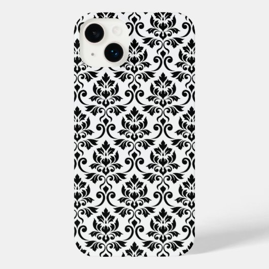 Feuille Damask Pattern Black op White iPhone Hoesje (Achterkant)