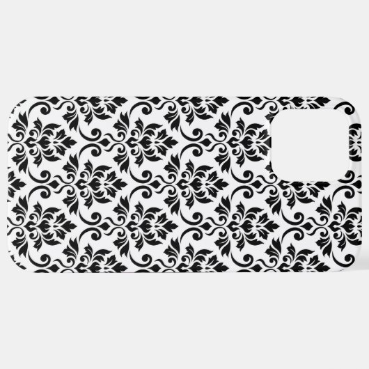 Feuille Damask Pattern Black op White iPhone Hoesje (Achterkant horizontaal)