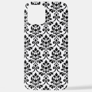 Feuille Damask Pattern Black op White iPhone 12 Pro Max Hoesje