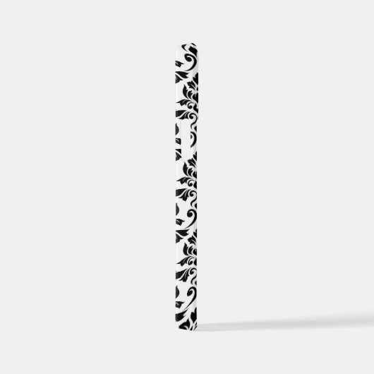 Feuille Damask Pattern Black op White iPhone Hoesje (Rechterkant)