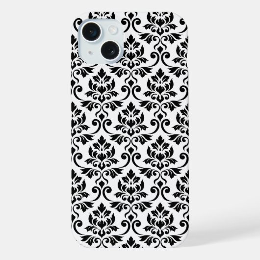 Feuille Damask Pattern Black op White iPhone Hoesje (Achterkant)