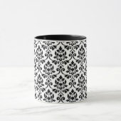 Feuille Damask Pattern Black op White Mok (Midden)