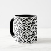 Feuille Damask Pattern Black op White Mok (Voorkant links)